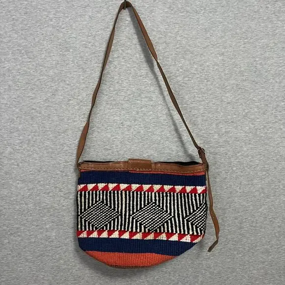 Woven Sisal Crossbody Shoulder Bag Womens Handmade Leather Strap Boho Southwest - Picture 7 of 12